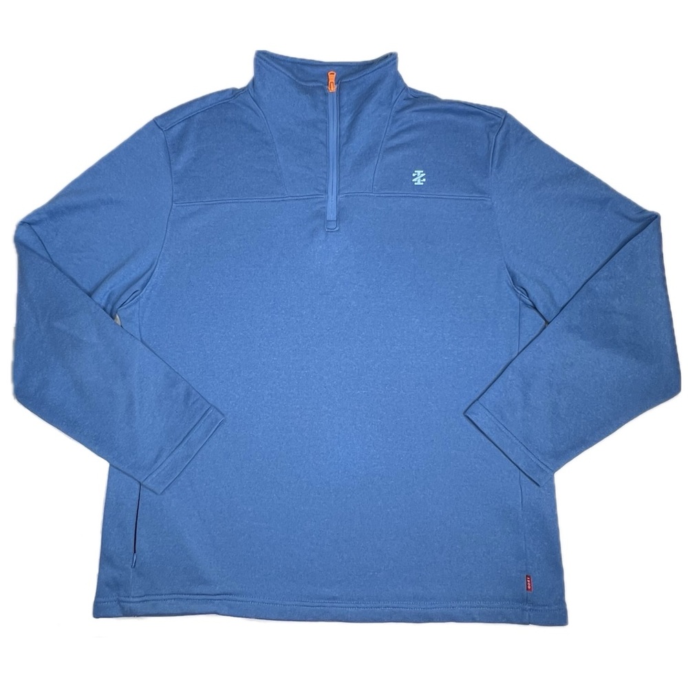 IZOD Quarter Zip Golf Pullover Blue Orange Medium M